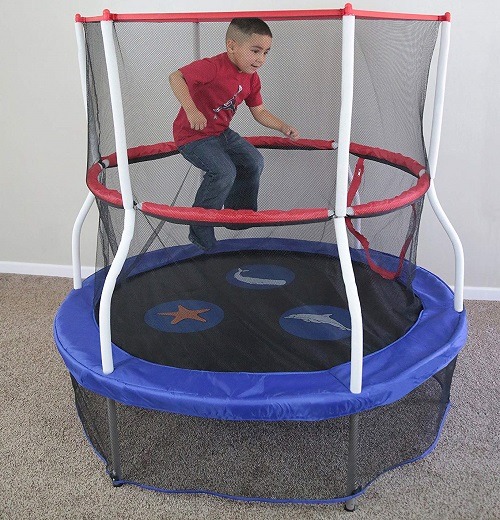 Skywalker Mini Bouncer Kids small Trampoline with Safety Enclosure