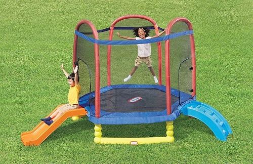 Climb 'N' Slide Trampoline With Enclosure