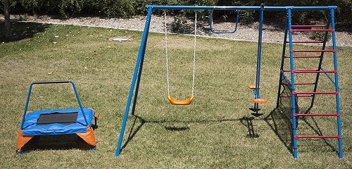 swing set with trampoline