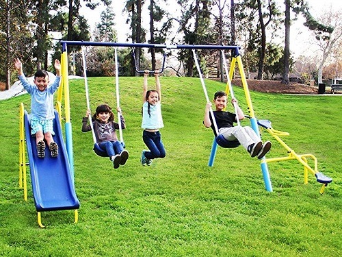 trampoline with swing set
